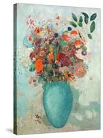 Flowers in a Turquoise Vase, C.1912-Odilon Redon-Stretched Canvas
