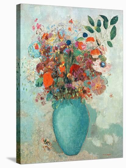 Flowers in a Turquoise Vase, C.1912-Odilon Redon-Stretched Canvas