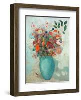 Flowers in a Turquoise Vase, C.1912-Odilon Redon-Framed Premium Giclee Print