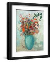 Flowers in a Turquoise Vase, C.1912-Odilon Redon-Framed Premium Giclee Print