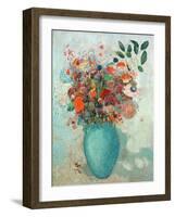 Flowers in a Turquoise Vase, C.1912-Odilon Redon-Framed Giclee Print