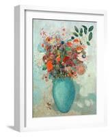 Flowers in a Turquoise Vase, C.1912-Odilon Redon-Framed Giclee Print