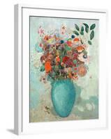 Flowers in a Turquoise Vase, C.1912-Odilon Redon-Framed Giclee Print