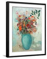 Flowers in a Turquoise Vase, C.1912-Odilon Redon-Framed Giclee Print