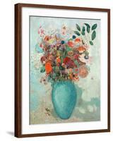 Flowers in a Turquoise Vase, C.1912-Odilon Redon-Framed Giclee Print