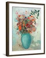 Flowers in a Turquoise Vase, C.1912-Odilon Redon-Framed Giclee Print