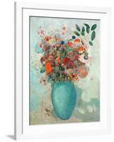 Flowers in a Turquoise Vase, C.1912-Odilon Redon-Framed Giclee Print