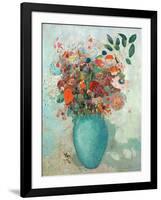 Flowers in a Turquoise Vase, C.1912-Odilon Redon-Framed Giclee Print