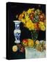 Flowers in a Vase and Fruit, C.1897-1931 (Oil on Canvas)-George Leslie Hunter-Stretched Canvas