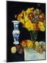 Flowers in a Vase and Fruit, C.1897-1931 (Oil on Canvas)-George Leslie Hunter-Mounted Giclee Print