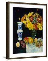 Flowers in a Vase and Fruit, C.1897-1931 (Oil on Canvas)-George Leslie Hunter-Framed Giclee Print