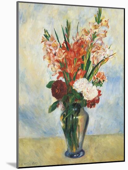 Flowers in a Vase Gladioluses-Pierre-Auguste Renoir-Mounted Giclee Print