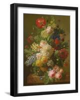 Flowers in a Vase on a Marble Console Table, 1816-Jan Frans van Dael-Framed Giclee Print