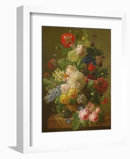 Flowers in a Vase on a Marble Console Table, 1816-Jan Frans van Dael-Framed Giclee Print