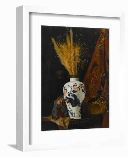 Flowers in a White Vase-Osman Hamdi Bey-Framed Giclee Print