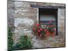 Flowers in a Window In a Tuscan Village, San Quirico d'Orcia, Italy-Dennis Flaherty-Mounted Photographic Print