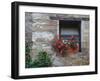 Flowers in a Window In a Tuscan Village, San Quirico d'Orcia, Italy-Dennis Flaherty-Framed Photographic Print