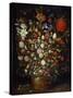 Flowers in a Wooden Vessel, Ca 1606-Jan Brueghel the Elder-Stretched Canvas