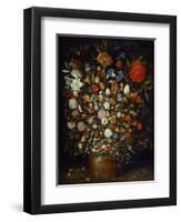 Flowers in a Wooden Vessel, Ca 1606-Jan Brueghel the Elder-Framed Premium Giclee Print