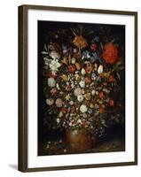 Flowers in a Wooden Vessel, Ca 1606-Jan Brueghel the Elder-Framed Giclee Print