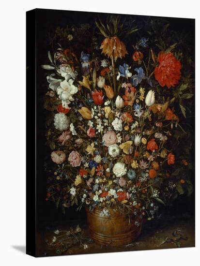 Flowers in a Wooden Vessel, Ca 1606-Jan Brueghel the Elder-Stretched Canvas