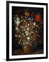 Flowers in a Wooden Vessel, Ca 1606-Jan Brueghel the Elder-Framed Giclee Print