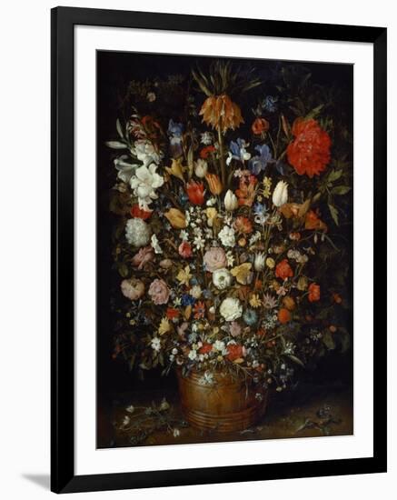 Flowers in a Wooden Vessel, Ca 1606-Jan Brueghel the Elder-Framed Giclee Print