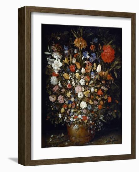 Flowers in a Wooden Vessel-Jan Brueghel the Elder-Framed Giclee Print