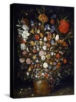 Flowers in a Wooden Vessel-Jan Brueghel the Elder-Stretched Canvas