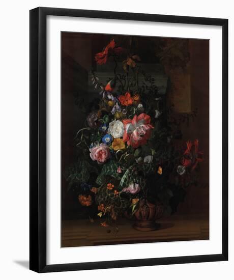 Flowers in an Urn on a Stone Ledge-Rachel Ruysch-Framed Giclee Print