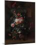 Flowers in an Urn on a Stone Ledge-Rachel Ruysch-Mounted Giclee Print