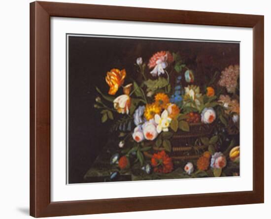 Flowers In Basket-Severin Roesen-Framed Art Print