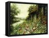 Flowers in Bloom outside a Cottage (Oil on Canvas)-Louis Aston Knight-Framed Stretched Canvas