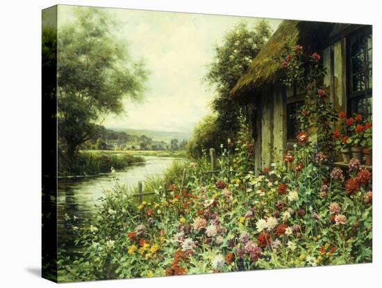 Flowers in Bloom outside a Cottage (Oil on Canvas)-Louis Aston Knight-Stretched Canvas