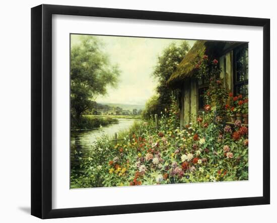 Flowers in Bloom outside a Cottage (Oil on Canvas)-Louis Aston Knight-Framed Giclee Print