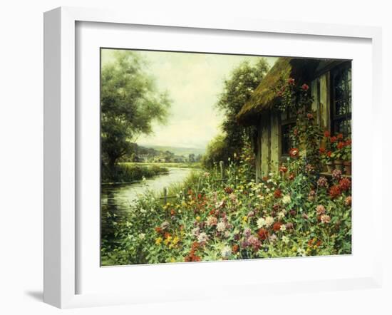 Flowers in Bloom outside a Cottage (Oil on Canvas)-Louis Aston Knight-Framed Giclee Print