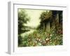 Flowers in Bloom outside a Cottage (Oil on Canvas)-Louis Aston Knight-Framed Giclee Print