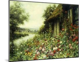 Flowers in Bloom outside a Cottage (Oil on Canvas)-Louis Aston Knight-Mounted Giclee Print