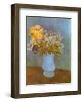 Flowers in Blue Vase, 1887-Vincent van Gogh-Framed Giclee Print