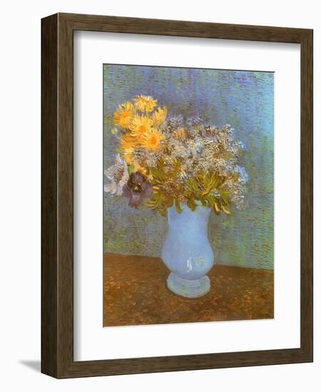 Flowers in Blue Vase, 1887-Vincent van Gogh-Framed Giclee Print