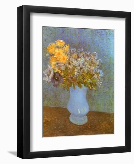 Flowers in Blue Vase, 1887-Vincent van Gogh-Framed Giclee Print