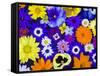 Flowers in Blues and Yellows-Darrell Gulin-Framed Stretched Canvas