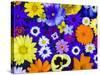 Flowers in Blues and Yellows-Darrell Gulin-Stretched Canvas