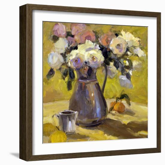 Flowers In Carafe-Allayn Stevens-Framed Art Print