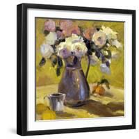 Flowers In Carafe-Allayn Stevens-Framed Art Print