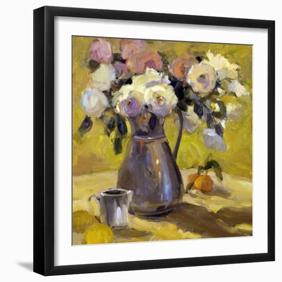 Flowers In Carafe-Allayn Stevens-Framed Art Print