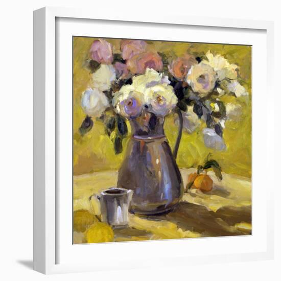 Flowers In Carafe-Allayn Stevens-Framed Art Print