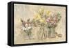 Flowers in Etched Glass-Cheri Blum-Framed Stretched Canvas