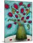 Flowers in Green Vase-Marabeth Quin-Mounted Art Print