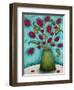 Flowers in Green Vase-Marabeth Quin-Framed Art Print